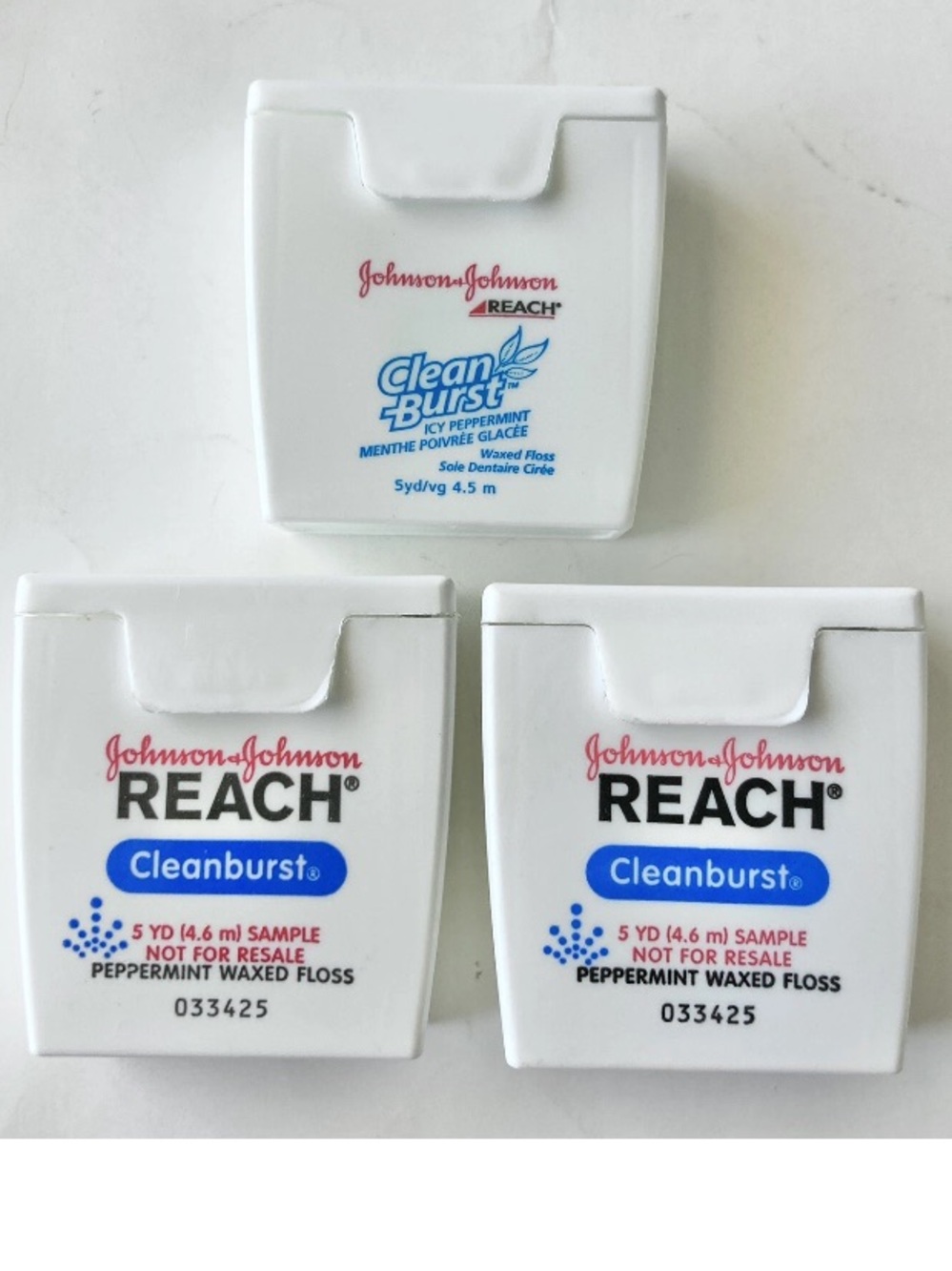 Lot 3 Vintage Johnson & Johnson Reach Cleanburst Icy Peppermint Waxed Floss 5 YD